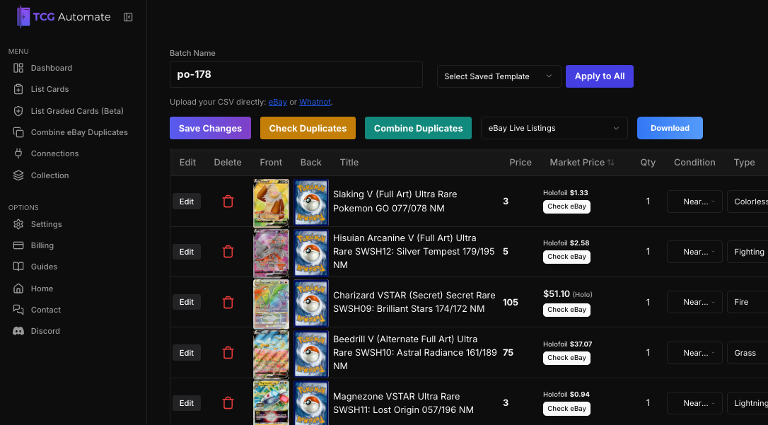 TCG Automate Dashboard